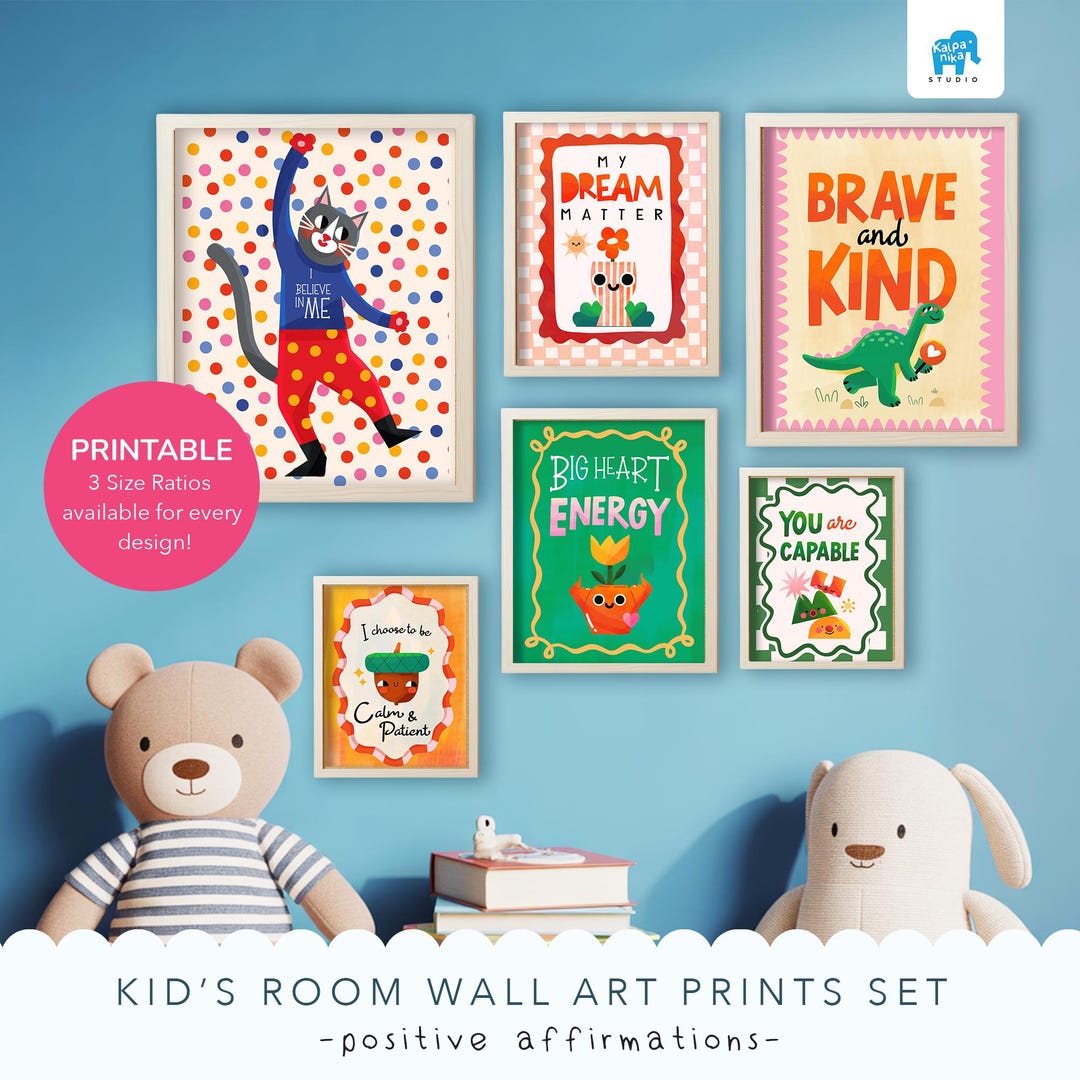 Kids Affirmation Poster Set of 6, Positive Affirmations Printable Wall ...