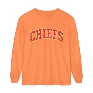 Distressed Chiefs Long Sleeve Shirt, Retro Kansas City Football Tee, Game Day Comfort image 6