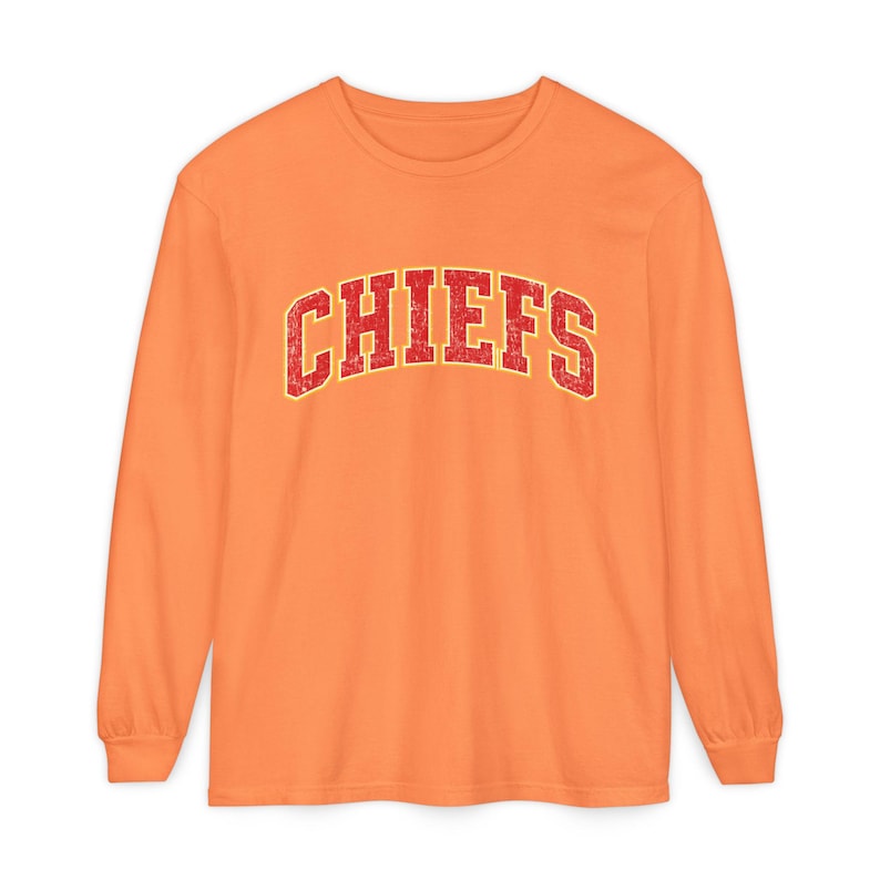 Distressed Chiefs Long Sleeve Shirt, Retro Kansas City Football Tee, Game Day Comfort image 6