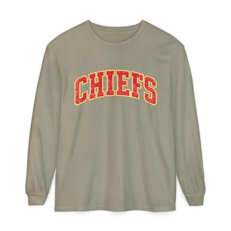 Distressed Chiefs Long Sleeve Shirt, Retro Kansas City Football Tee, Game Day Comfort image 13