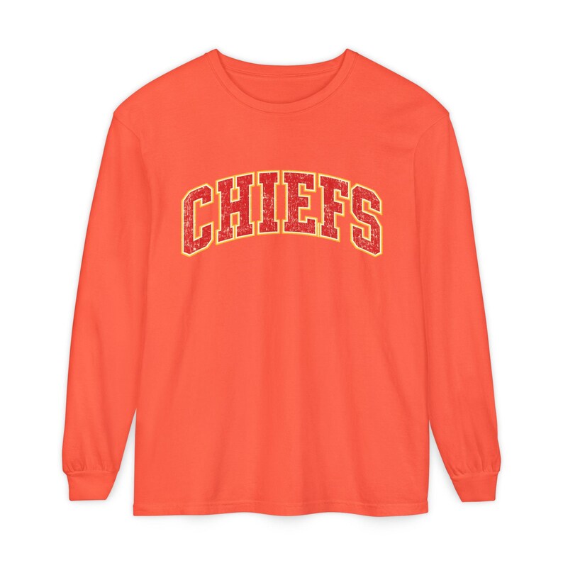 Distressed Chiefs Long Sleeve Shirt, Retro Kansas City Football Tee, Game Day Comfort image 7