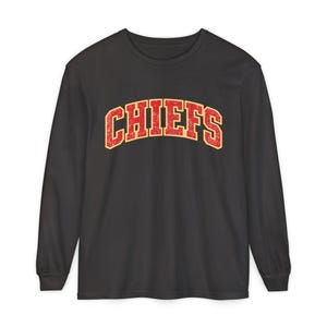 Distressed Chiefs Long Sleeve Shirt, Retro Kansas City Football Tee, Game Day Comfort image 15