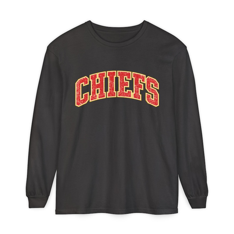 Distressed Chiefs Long Sleeve Shirt, Retro Kansas City Football Tee, Game Day Comfort image 15