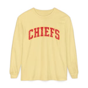 Distressed Chiefs Long Sleeve Shirt, Retro Kansas City Football Tee, Game Day Comfort image 12