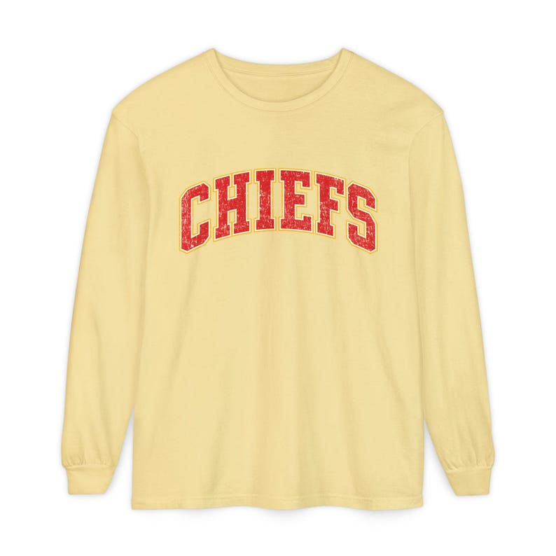 Distressed Chiefs Long Sleeve Shirt, Retro Kansas City Football Tee, Game Day Comfort image 12