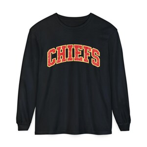 Distressed Chiefs Long Sleeve Shirt, Retro Kansas City Football Tee, Game Day Comfort image 16