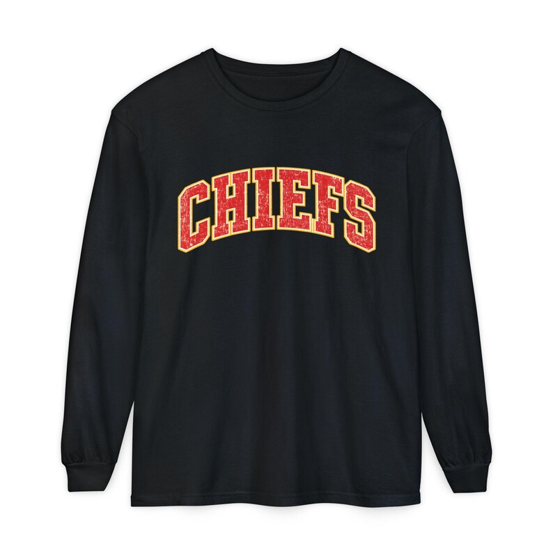 Distressed Chiefs Long Sleeve Shirt, Retro Kansas City Football Tee, Game Day Comfort image 16