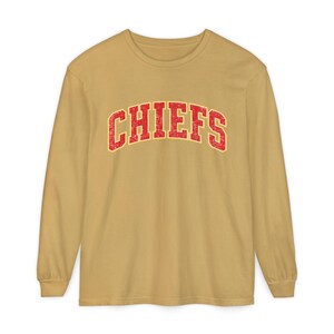 Distressed Chiefs Long Sleeve Shirt, Retro Kansas City Football Tee, Game Day Comfort image 10