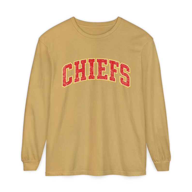 Distressed Chiefs Long Sleeve Shirt, Retro Kansas City Football Tee, Game Day Comfort image 10