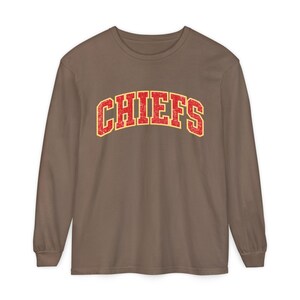 Distressed Chiefs Long Sleeve Shirt, Retro Kansas City Football Tee, Game Day Comfort image 11