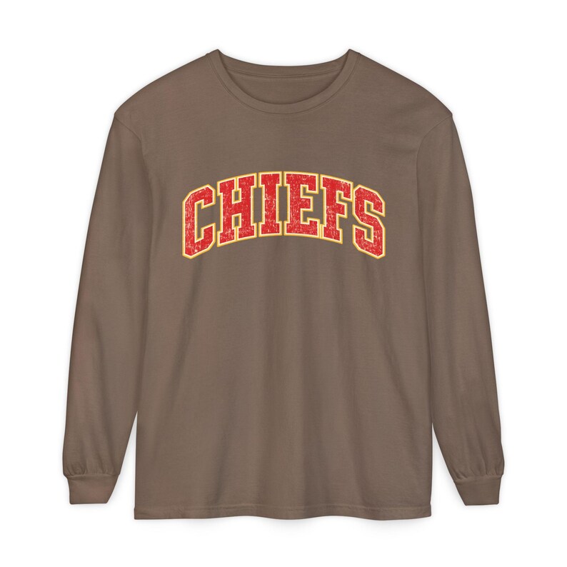 Distressed Chiefs Long Sleeve Shirt, Retro Kansas City Football Tee, Game Day Comfort image 11