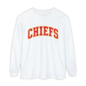Distressed Chiefs Long Sleeve Shirt, Retro Kansas City Football Tee, Game Day Comfort image 5