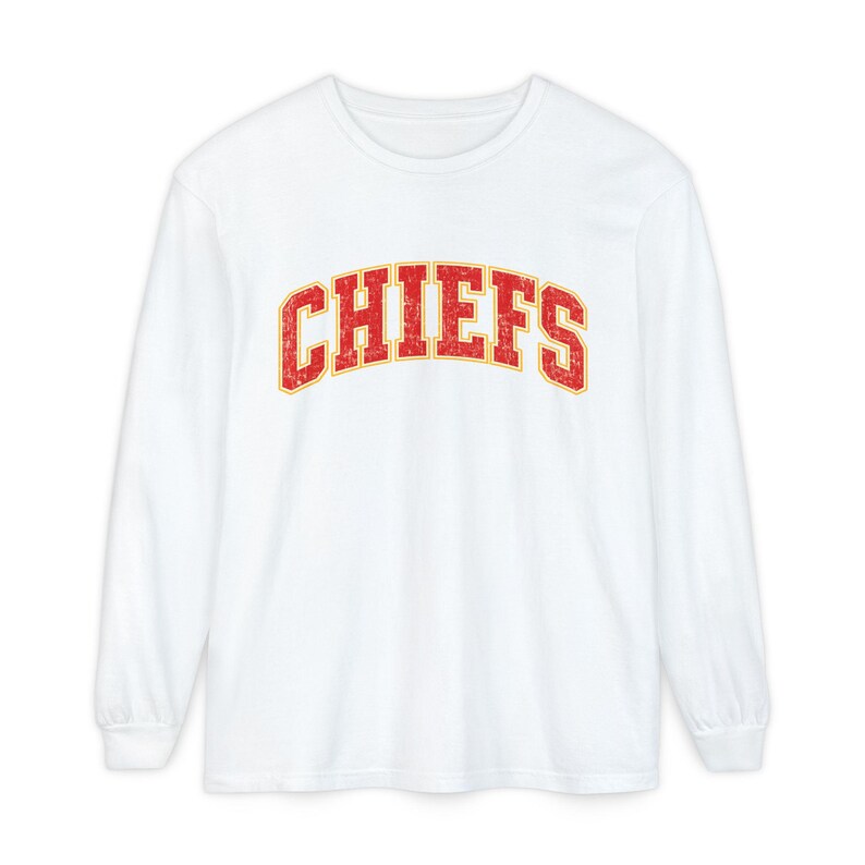 Distressed Chiefs Long Sleeve Shirt, Retro Kansas City Football Tee, Game Day Comfort image 5