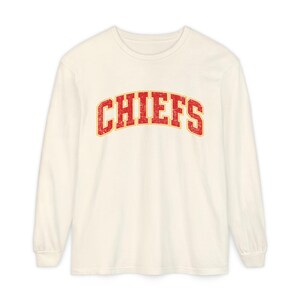 Distressed Chiefs Long Sleeve Shirt, Retro Kansas City Football Tee, Game Day Comfort image 9