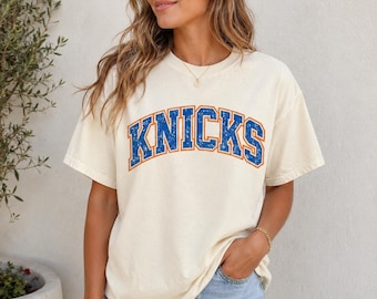 Vintage Knicks Basketball T-Shirt, Distressed Varsity Sports Fan Tee