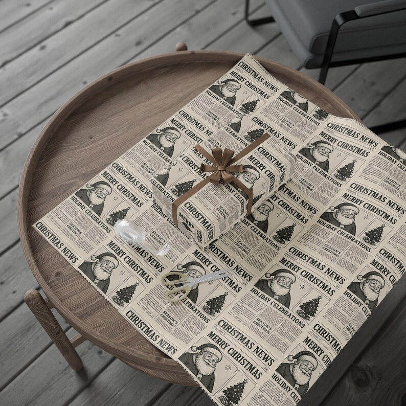 Vintage Christmas Wrapping Paper, Holiday Gift Wrap, Newspaper, Retro Christmas Decor, Seasonal Paper for Gifts image 4