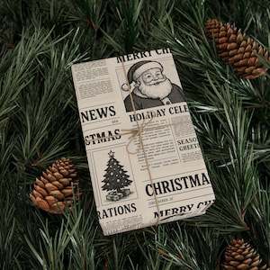 Vintage Christmas Wrapping Paper, Holiday Gift Wrap, Newspaper, Retro Christmas Decor, Seasonal Paper for Gifts image 5