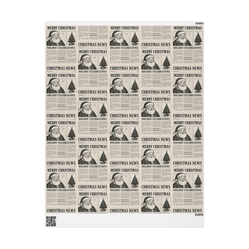Vintage Christmas Wrapping Paper, Holiday Gift Wrap, Newspaper, Retro Christmas Decor, Seasonal Paper for Gifts image 2
