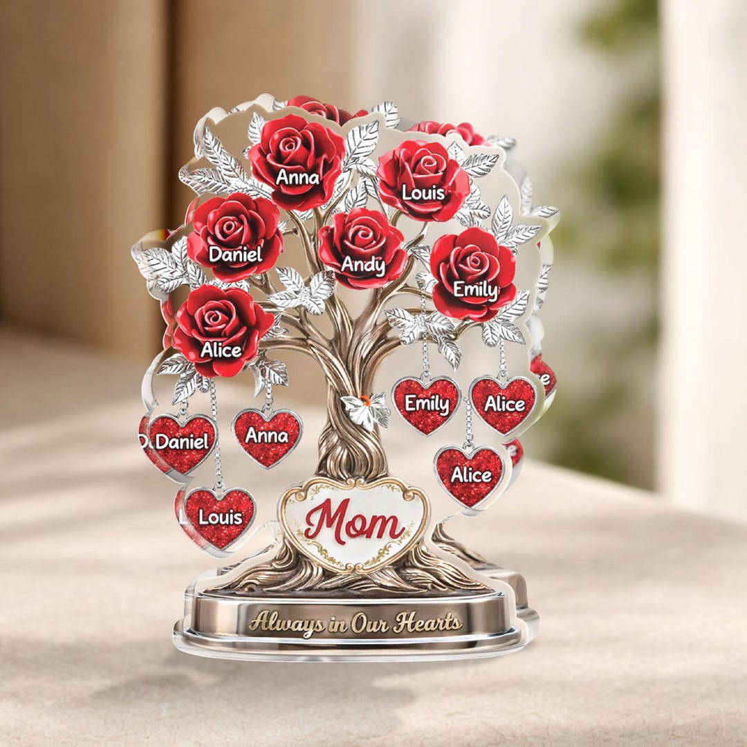 Personalized Family Tree Acrylic Block for Mom, Custom Names Gift ...