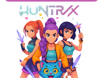 Huntrix Kpop Demon Hunters PNG, Idolgrupp-tröjadesign (digital nedladdning)