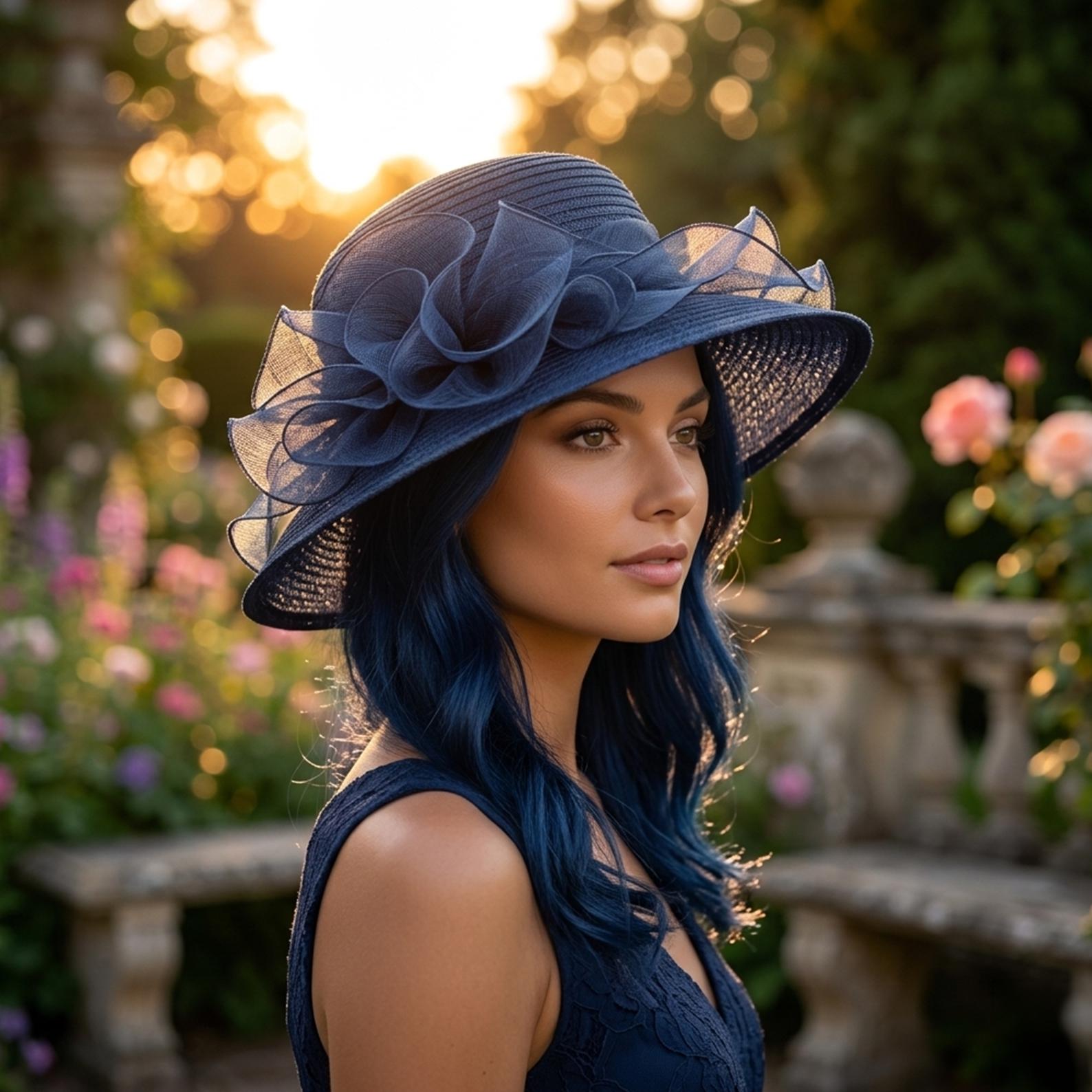 ❤️#32 Beautiful Church Lady Hat Style Y132 Beautiful Yellow Church Hat Trimmed with Pearls  main image 2