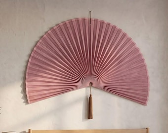 Dusty Rose Boho Wall Fan, Large Fan Wall Decor Above Bed, Boho Headboard Decor Bedroom, Aesthetic Room Decor, Housewarming Gift for Her