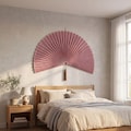 Dusty Rose Boho Wall Fan, Large Fan Wall Decor Above Bed, Boho Headboard Decor Bedroom, Aesthetic Room Decor, Housewarming Gift for Her