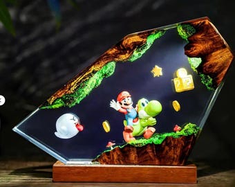 FLASH SALE! Handgemachte Super Ma.ri.o Harz Lampe, lampe für Gamer Nacht, Einzigartiges Sammler Geschenk, Super Spiel Zimmer