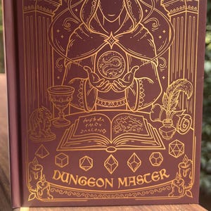 Dungeon Master D&D Journal A5 Guldfolie Inbunden Anteckningsbok, Kampanjplanerare, D&D Tillbehör