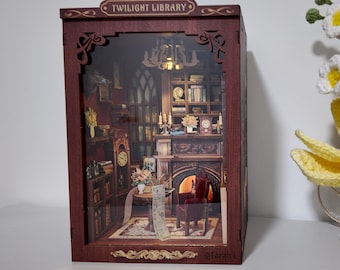 3D Holz Puzzle DIY Bücherecke Kit Twilight Bibliothek mit LED Licht