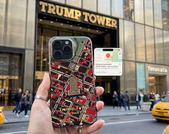 Trump Tower Map iPhone 17 Hülle, New York City Retro Design, Schutzhülle