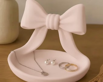 3D-geprinte sieradenstandaard met strik, houder voor sieradenring, trinketschalen, jubileumcadeaus