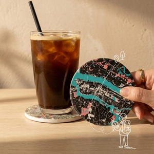 City Map Ceramic Coasters | US Landmark Map Design | Anniversary Gift