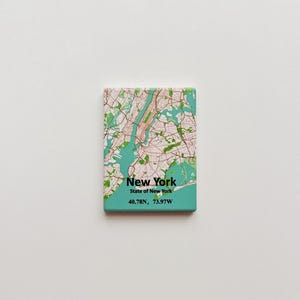 Ceramic Fridge Magnet, New York City Map Design, Travel-Inspired Souvenir