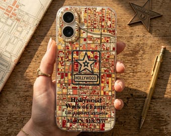 Hollywood Walk of Fame iPhone 17 Schutzhülle, Retro City Map Design