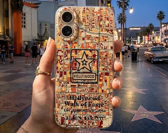 Hollywood Walk of Fame iPhone Hülle, Stadt Karte Kunst Cover, Reisegeschenk