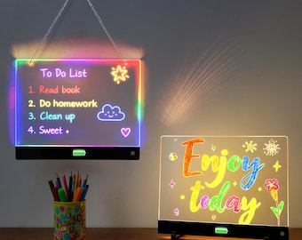 LED Acrylzeichenbrett, wiederverwendbares Nachtlicht, Kinderkunstdisplay, 4 Beleuchtungsmodus