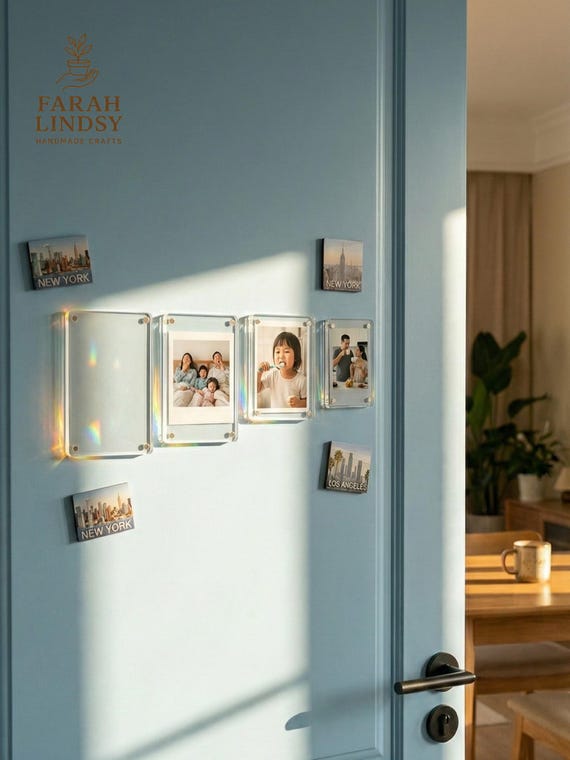 Clear Acrylic Photo Frame Fridge Magnet, Picture Display, Home Decor Gift