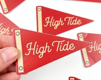 Pegatina de marea alta, banderín náutico, estilo preppy, vida en el lago