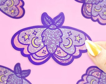 Pegatina de polilla holográfica, calcomanía de insecto Fairycore, vinilo para botella de agua y portátil Goblincore