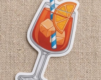 Pegatina de Aperol Spritz de la costa italiana, calcomanía de sardina limón, regalo de cóctel de frutas