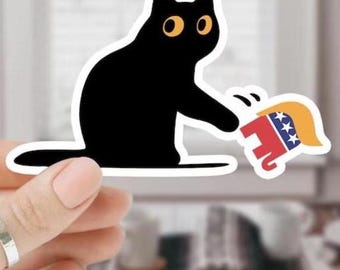 Pegatina de gato negro, calcomanía de señora sin hijos y amante de los gatos, vinilo político feminista