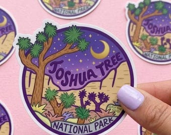 Pegatina del Parque Nacional Joshua Tree, recuerdo del desierto de California, decoración retro bohemia