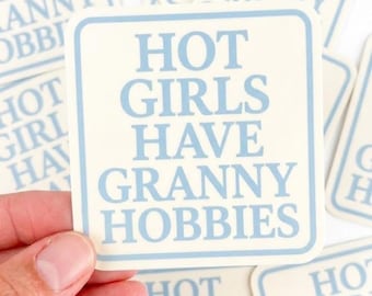 Pegatina "Chicas guapas tienen aficiones de abuela", calcomanía "Tejedora artesanal", "Ratón de biblioteca vintage"