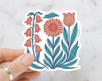 Pegatina de tulipán y margarita digital, calcomanía floral sin texto, imán para coche FDT