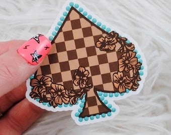 Pegatina de picas a cuadros con adhesivo térmico, estilo western, vaquera, sarape, azteca, suroeste, boutique, sombrerería.