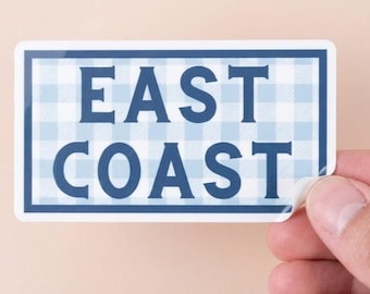 Pegatina de cuadros azules de la costa este, estilo costero preppy, ambiente náutico veraniego.