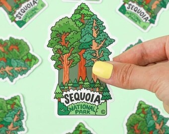 Pegatina del Parque Nacional Sequoia, aplique de árbol gigante, decoración retro para exteriores