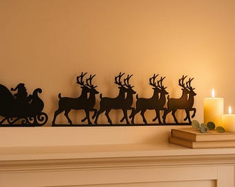 Christmas Door Topper Silhouettes | Sleigh and Reindeer | Santa's Sleigh