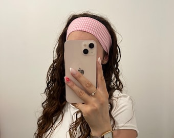 6 kleuren. Handgemaakte katoenen haarband met ruitjesmotief, verstelbare haaraccessoires voor vrouwen.